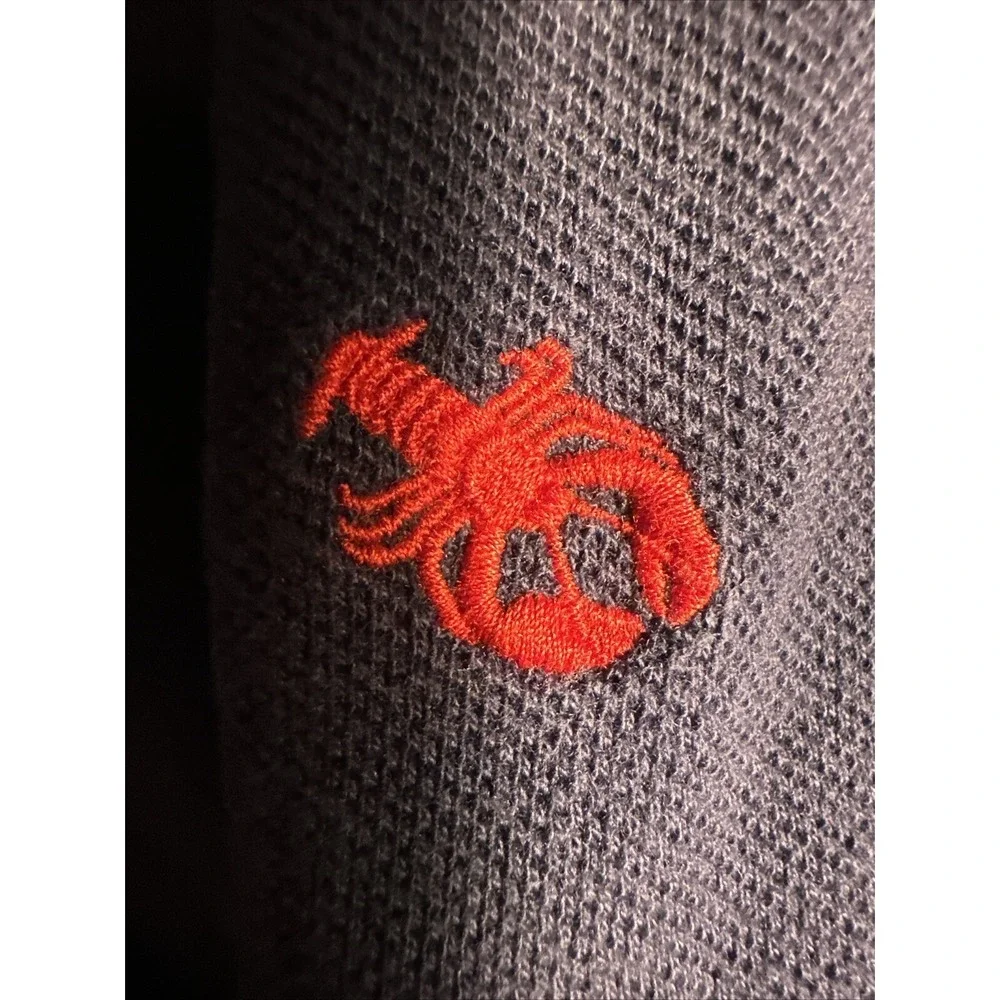 Vintage Ralph Lauren Polo Shirt Mens Large Navy Blue Red Lobsters Embroidered